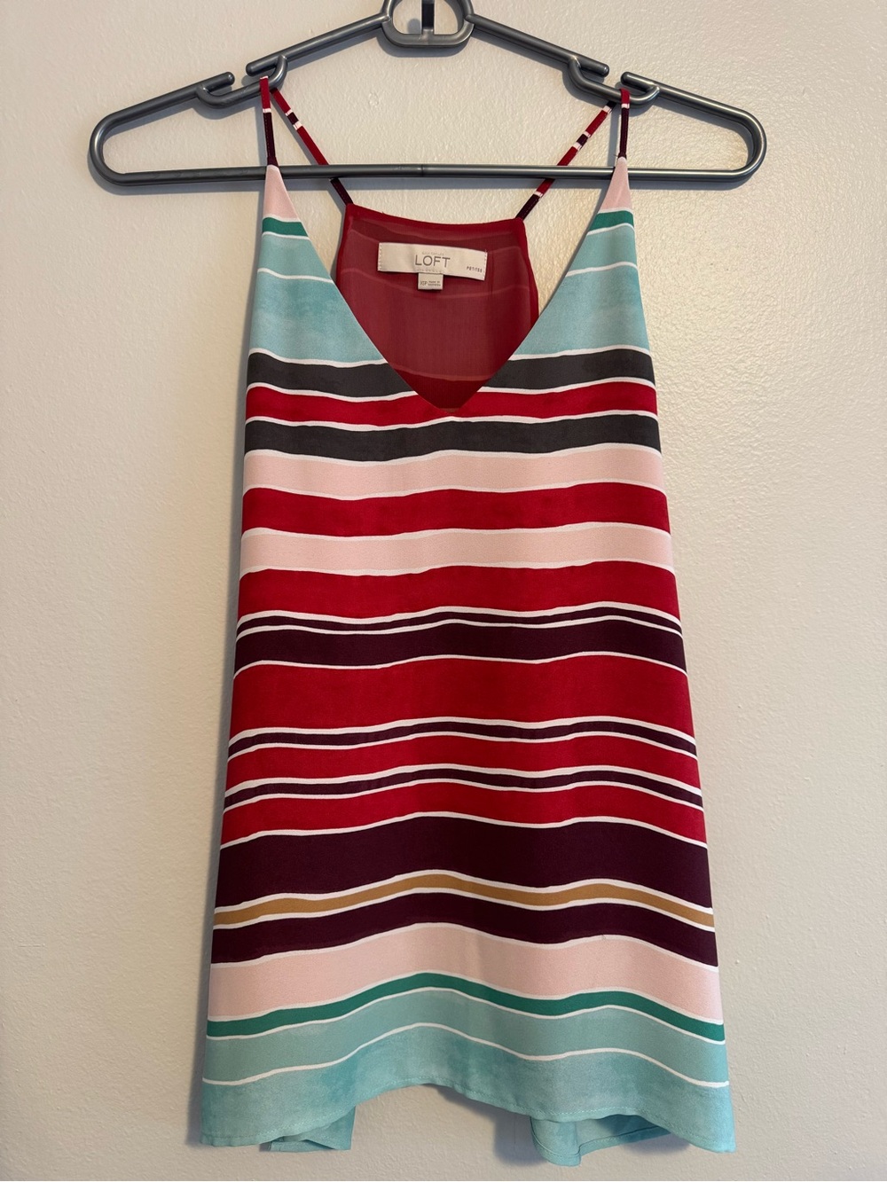 LOFT Striped Sheer Tank in Red, Aqua & Black